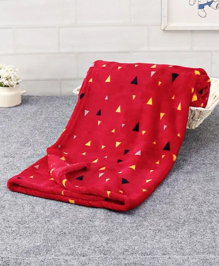 Babyhug Single Ply Mink Blanket Geometric Print - Red