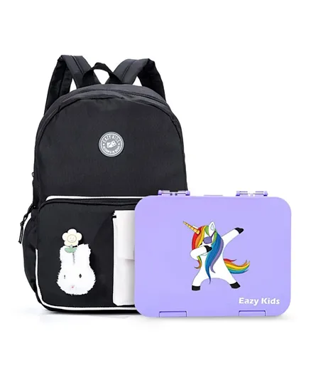 Eazy Kids Vogue School Bag with Bento Lunch Box Multicolor - 16.5 Inches