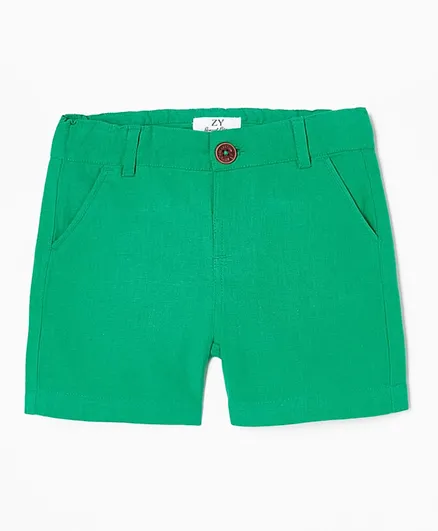 Zippy Button Closure Shorts - Green