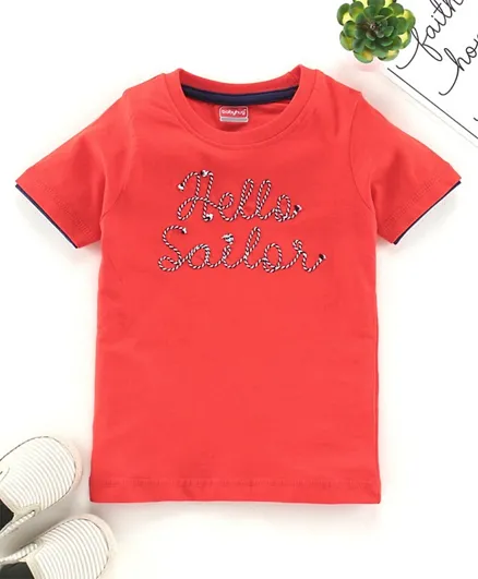 Babyhug - Half Sleeves T-shirt Embroidered - Red