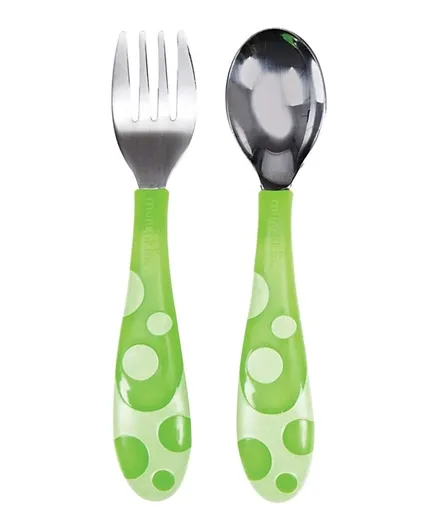 Munchkin Toddler Fork and Spoon Set - Green
