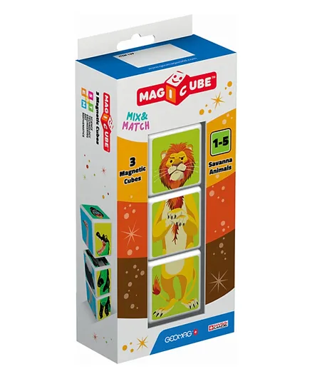 Geomag Magicube Mix & Match Savanna Animals STEM Toy 3 Pcs
