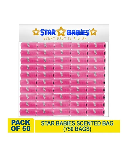 Star Babies Scented Bags Pink - Pack of 50 (15 Each)