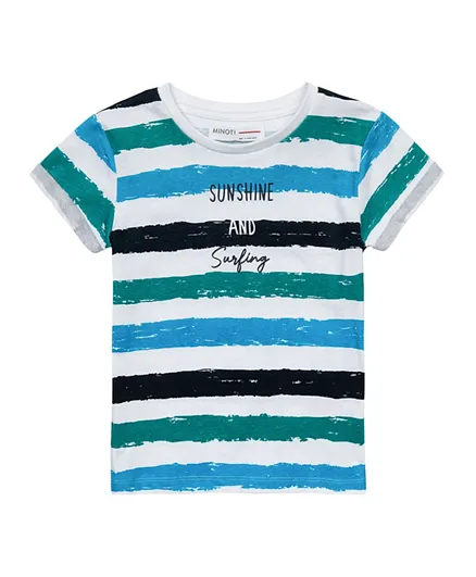 Minoti - Boys Stripe Basic Sunshine Roll Sleeve T-shirt