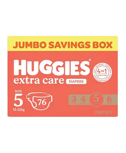 Huggies - Extra Care Diapers S5 Jumbo Box 76 Pcs - Size 5