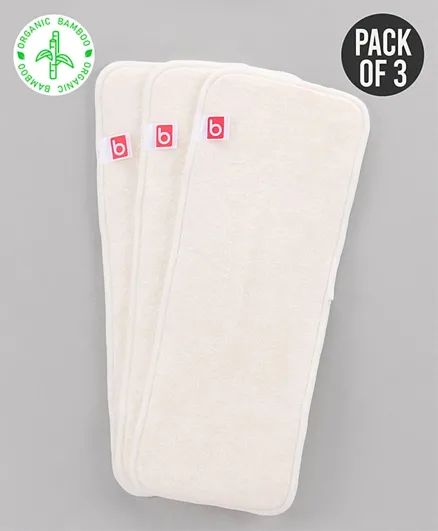 Babyhug Reusable Bamboo Diaper Insert Pack of 3 - White