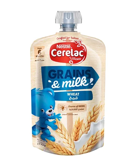 Nestlé Cerelac Grains and Milk Wheat Source of Iron - 110g