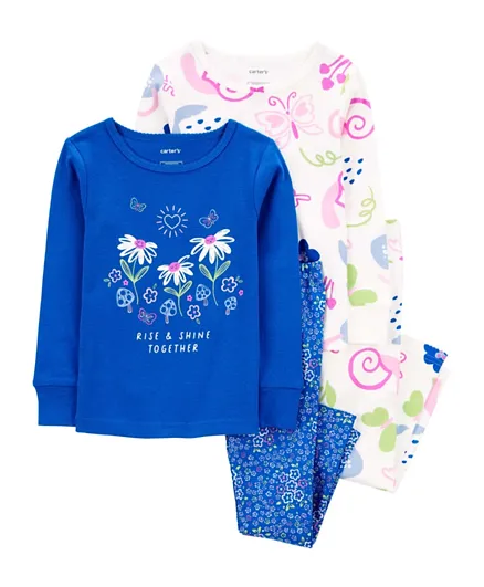 Carter's 4-Piece Blue Floral Print Pajamas - Blue