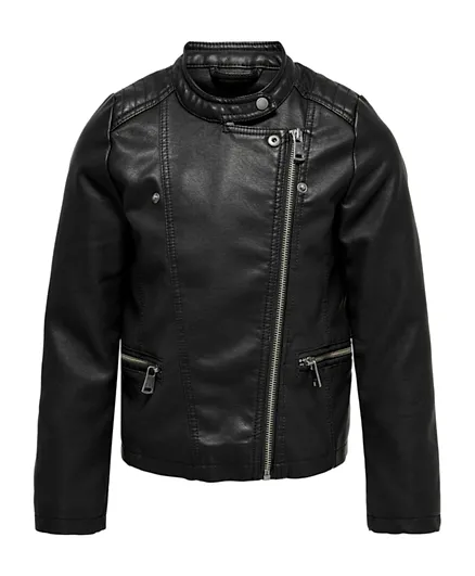 Only Kids Biker Statement Faux Leather Jacket - Black