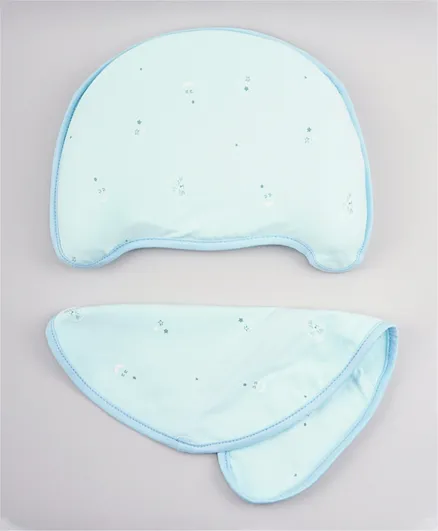 Baby Memory Foam Pillow with Removable Cover - Blue