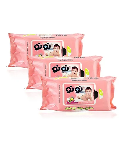 Nunu - Baby Wipes Pink Pack of 3 (72 pieces each)