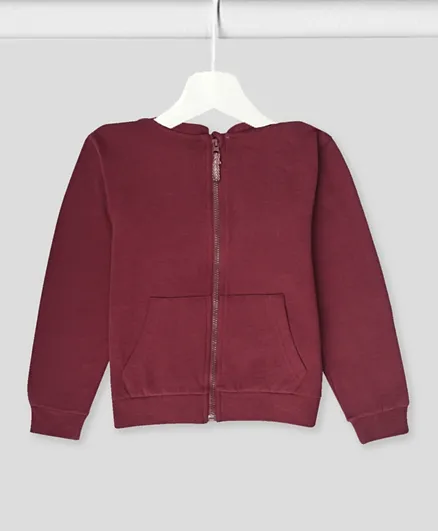 Finelook - Girl's Solid zipper hoodie sweatshirt - Red