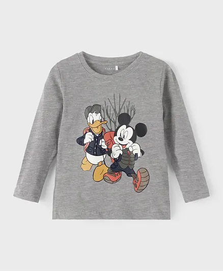 Name It - Mickey & Friends Print T-Shirt - Grey