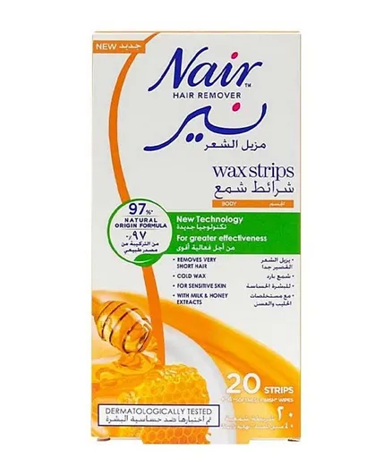 Nair - Body Wax Strips with Milk & Honey - 20 Strips