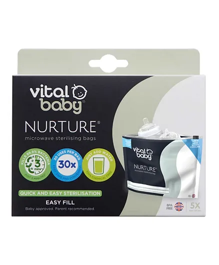 Vital Baby Nurture Microwave Sterilising Bags 5 Pack - Transparent White