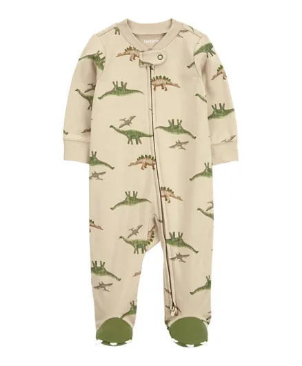 Carter's Dinosaur Snap-Up Cotton Sleep & Play Pajamas - Khaki