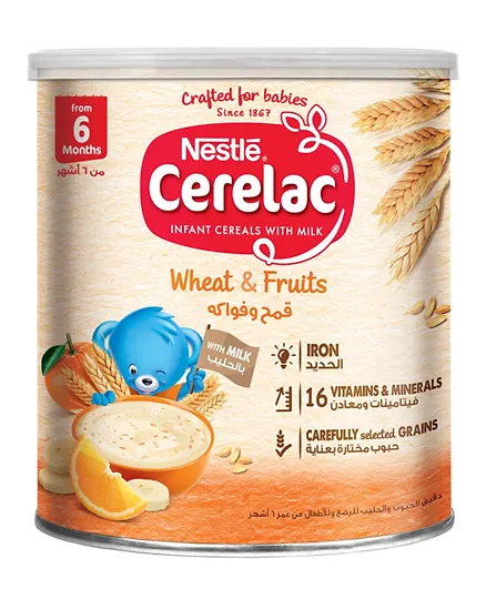 Cerelac Infant Cereals With Iron Plus Wheat And Fruits From 6 Months, Tin, 1Kg - Pack Of 1