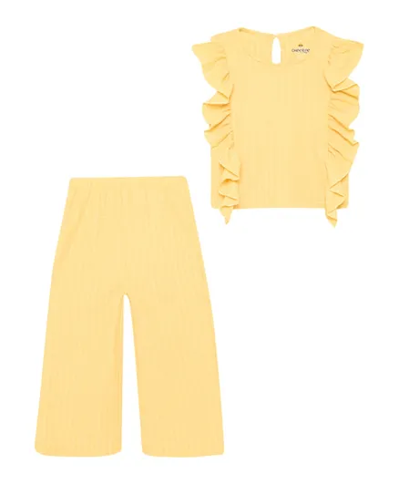 Cheekee Munkee Solid Ruffle Top & Bottoms/Co-ord Set - Yellow