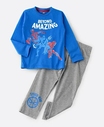 UrbanHaul X Marvel Spiderman Pyjama Set - Blue & Grey