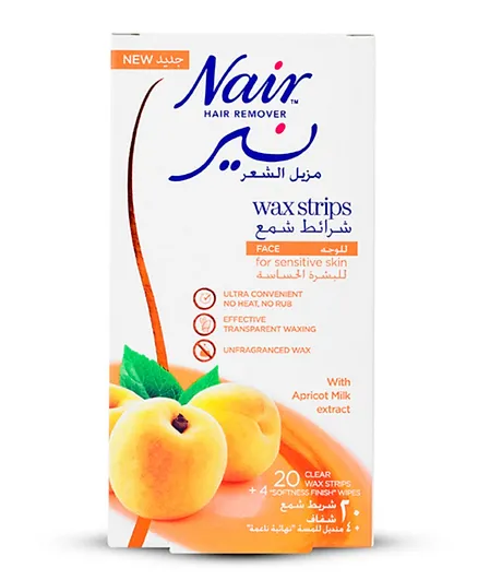 Nair - Facial Wax Strips with Apricot Milk - 20 Strips