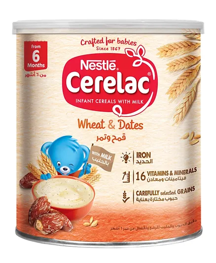 Cerelac Infant Cereals With Iron Plus Wheat & Dates Tin - 1 kg