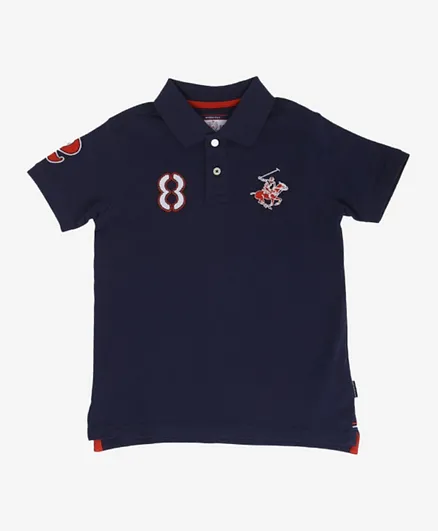 Beverly Hills Polo Club Logo Embroidered Polo T-Shirt - Navy Blue