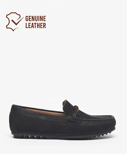 مستر دوتشيني - حذاء بدون كعب سادة سهل الارتداء مع تصميم بزخرفة جديلة وغرز - أسود