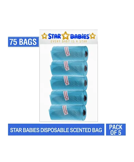 حقيبة أطفال زرقاء معطرة من ستار بيبيز، عبوة من 5 قطع - 75 حقيبة