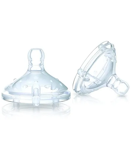 Nuby Anti-Colic SoftFlex Variable Flow Silicone Nipples Pack of 2 - Clear