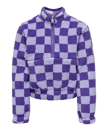 Only Kids Checked Pullover - Violet
