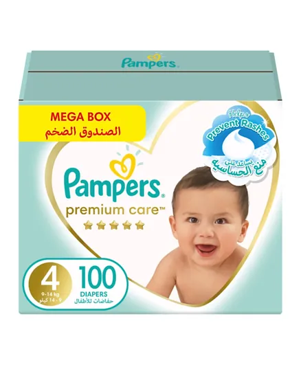 Pampers Premium Care Taped Diapers Mega Box Size 4 - 100 Pieces