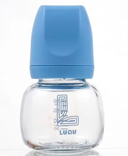 Luqu Glass Feeding Bottle Standard Neck 80ml Blue