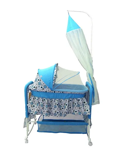 Babylove Cradle With Mosquito Net Baby Cot - Blue