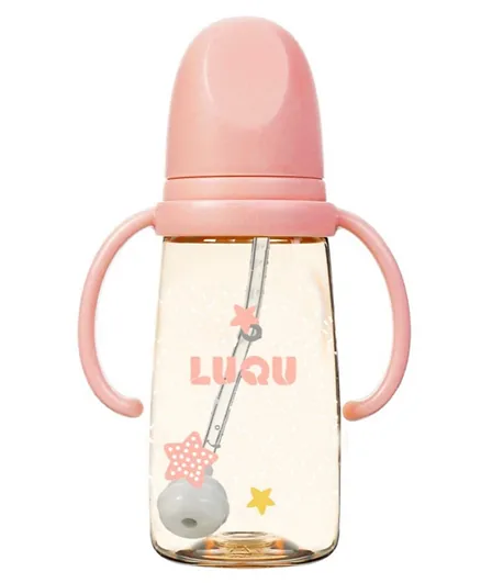 Luqu Feeding Bottle PPSU with Handle 200 ml - Pink