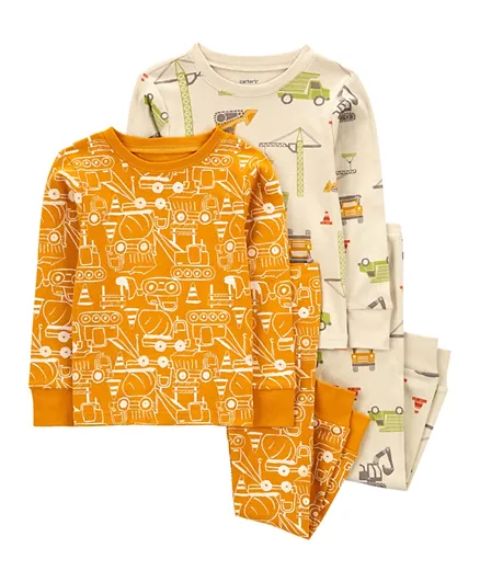 Carter's 2-Pack, 4-Piece Construction Print Pajama Set -Yellow