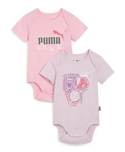 PUMA 2 Pack Minicats Newborn Bodysuit Set - Grape Mist