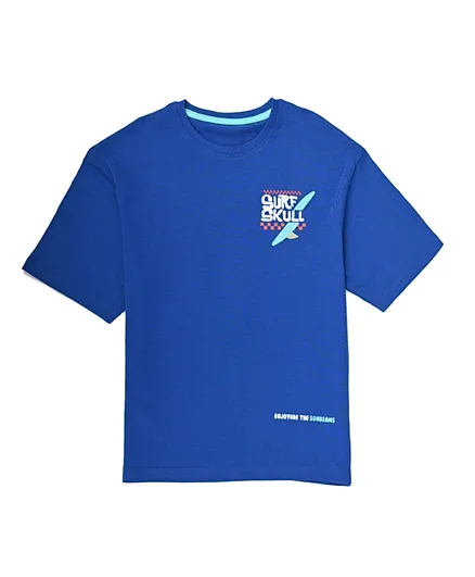Finelook - Printed Cotton T-Shirt - Blue