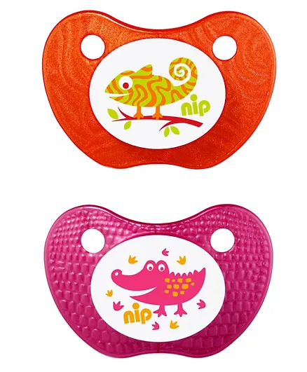 Nip Feel Silicone Soothers Pink & Orange - Pack of 2