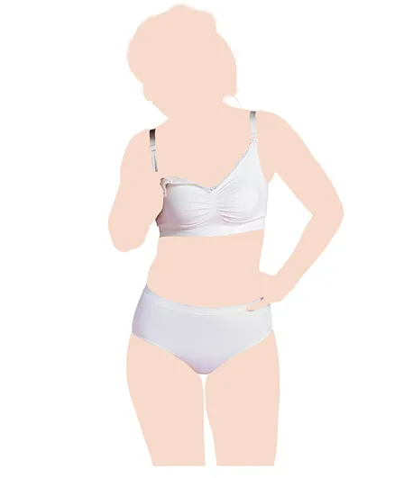 كاري ويل - حمالة صدر عضوية بدون درزات للحوامل والمرضعات  - لون أبيض