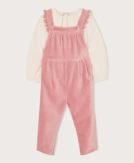 Monsoon Children Top with Dungaree Set - Pink