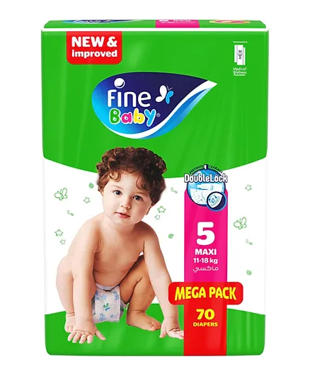 Fine Baby DoubleLock Diapers Mega Pack Maxi Size 5 - 70 Pieces