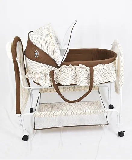 Amla Care - Baby Crib Bed With Wheels - Brown