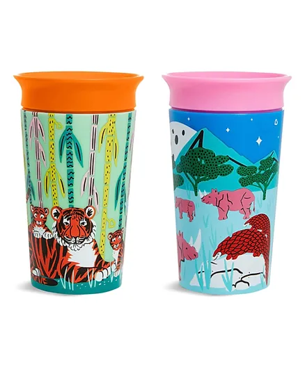 MunchkinMiracle 360° WildLove Sippy Cup (9oz) - Pack of 2 - Tiger/Rhino