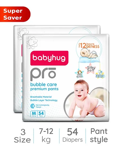 Babyhug Pro Bubble Care Premium Pant Style Diapers Size 3 - 108 Pieces