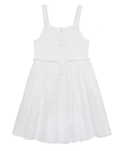 مينوتي فستان من القطن مزين بكشكشة  - لون أبيض