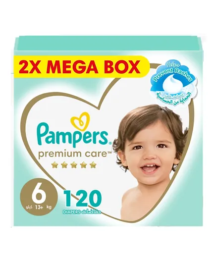 Pampers Premium Care Taped Diapers Mega Box Size 6 - 120 Pieces