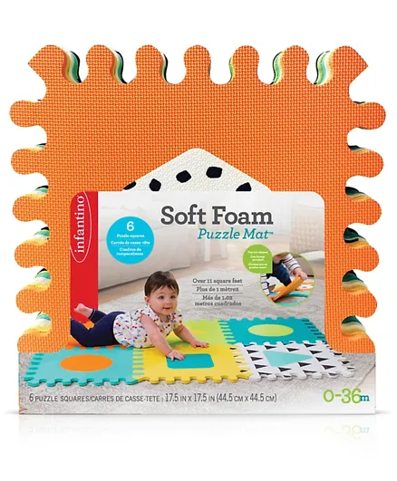 Infantino Gaga Soft Foam Puzzle Mat Multicolour - 6 Puzzle Square
