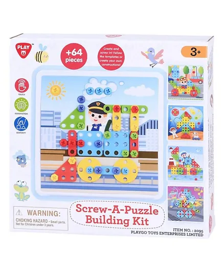 Playgo - Screw-A-Puzzle Building Kit - Over 64 Pcs