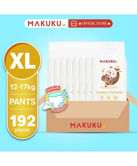 MAKUKU Comfort Fit Baby Pant Diapers Size 5 Pack of 8 - 24 Pieces Each