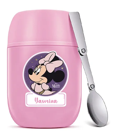Essmak Personalised Food Thermos Minnie With Spoon Pink - 475mL